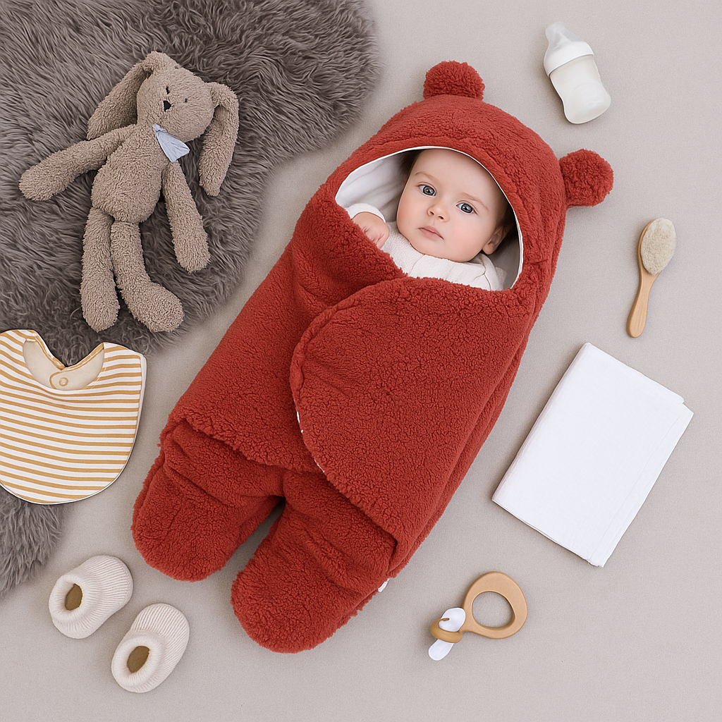 Babyfilt med söt björndesign