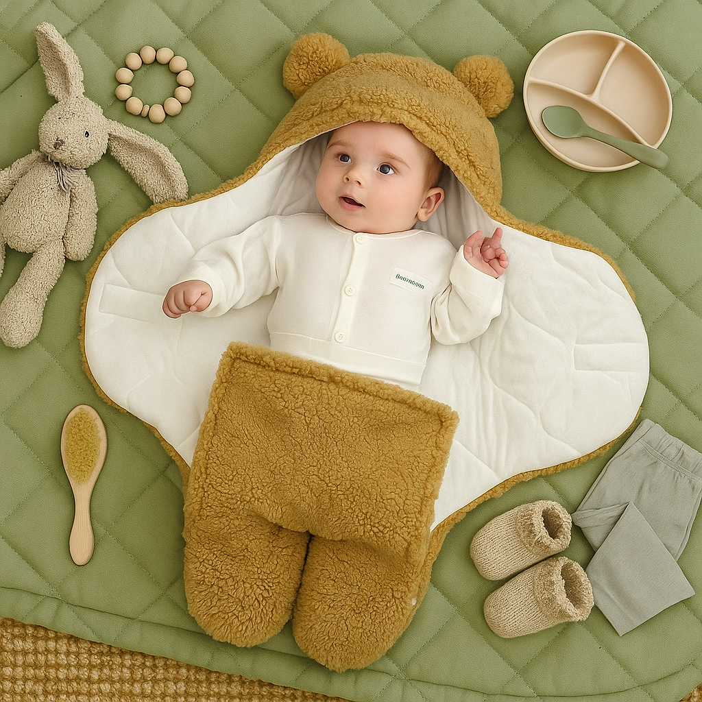 Babyfilt med söt björndesign